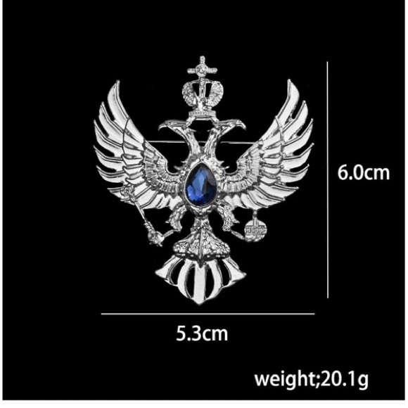 Crystal Eagle Brooches Crown Men's Suit Coat Badge Corsage Collar Pin - Picture 6 of 6